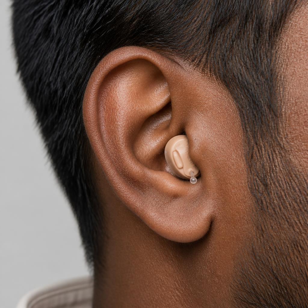 In-the-Canal (ITC) hearing aid worn on an ear